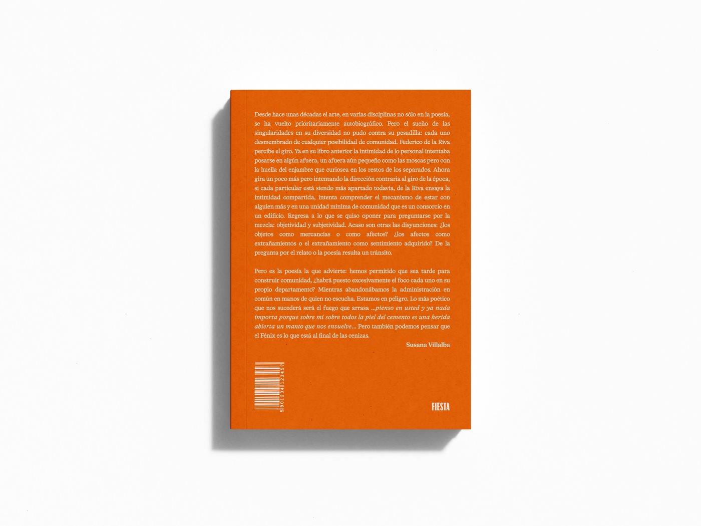 Intimidad — Federico de la Riva, mockup de contratapa